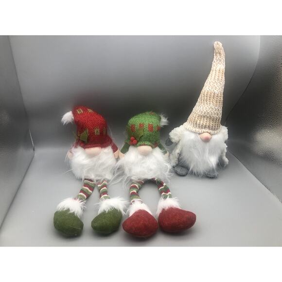 Christmas Gnome Handmade Plush Led Lighted Toy Tabletop Christmas Decor 3pc READ - Picture 1 of 16